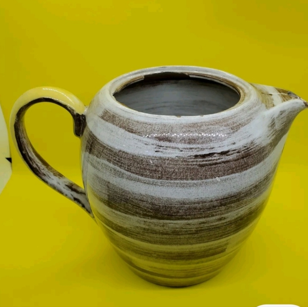 Vintage SANTA ANITA WARE VRENI Coffee Pot Yellow & Brown Swirl.